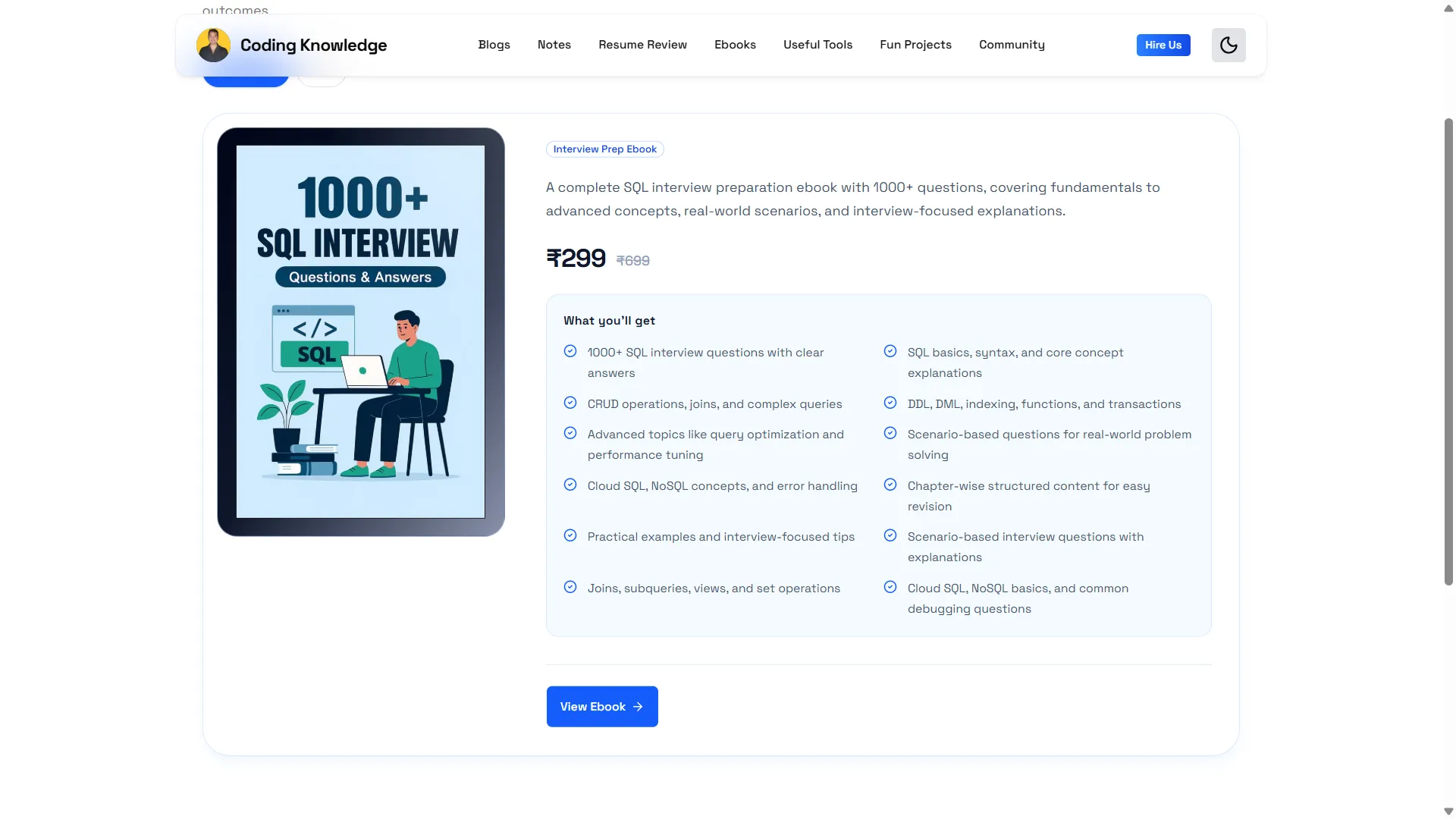 Coding Knowledge ebooks page.